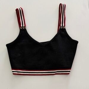 Forever 21 Black Crop Top with Red Stripes